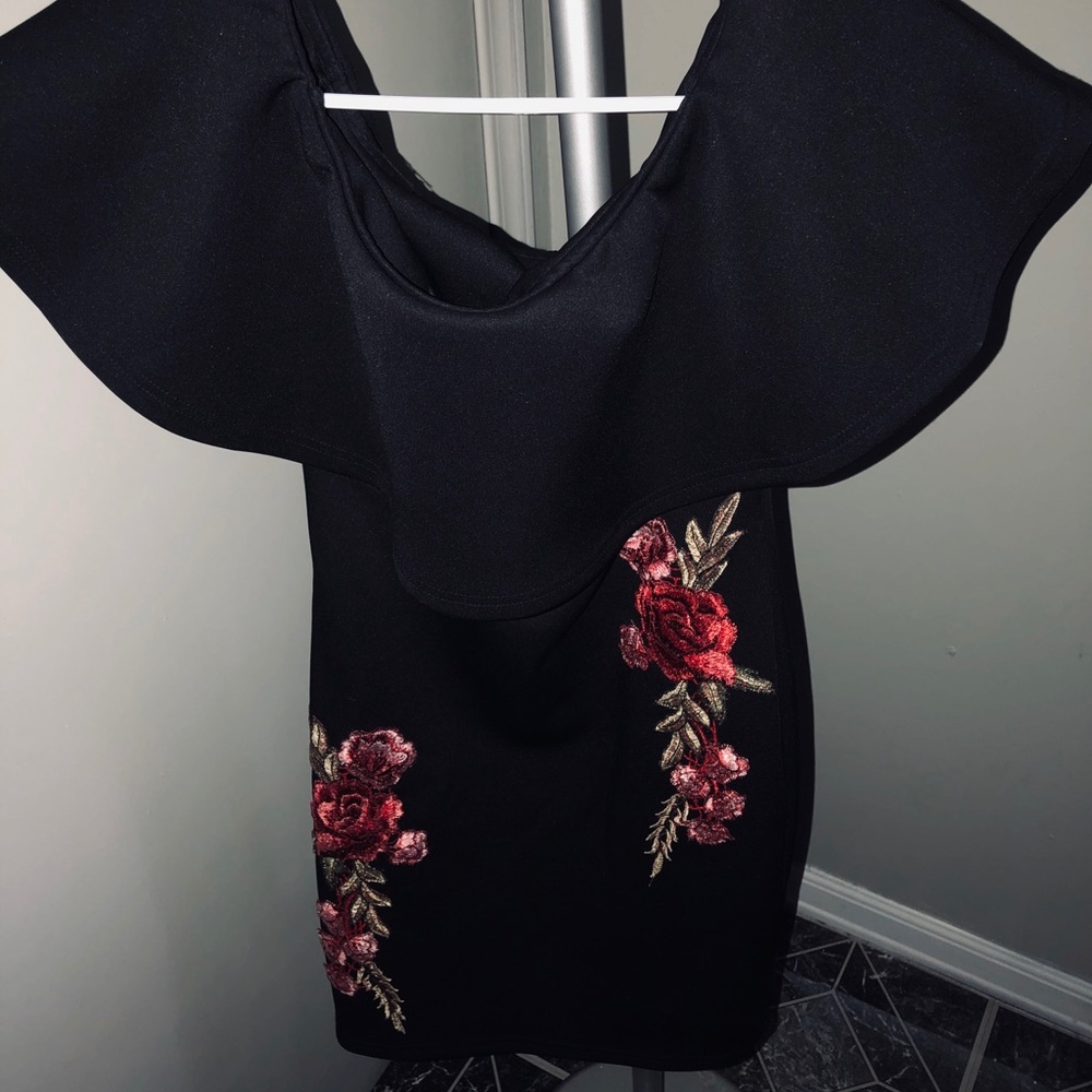 Over the shoulder black dress
